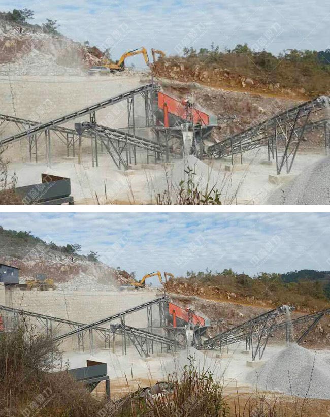 云南保山市騰沖縣、昌寧縣時產(chǎn)200噸骨料生產(chǎn)線